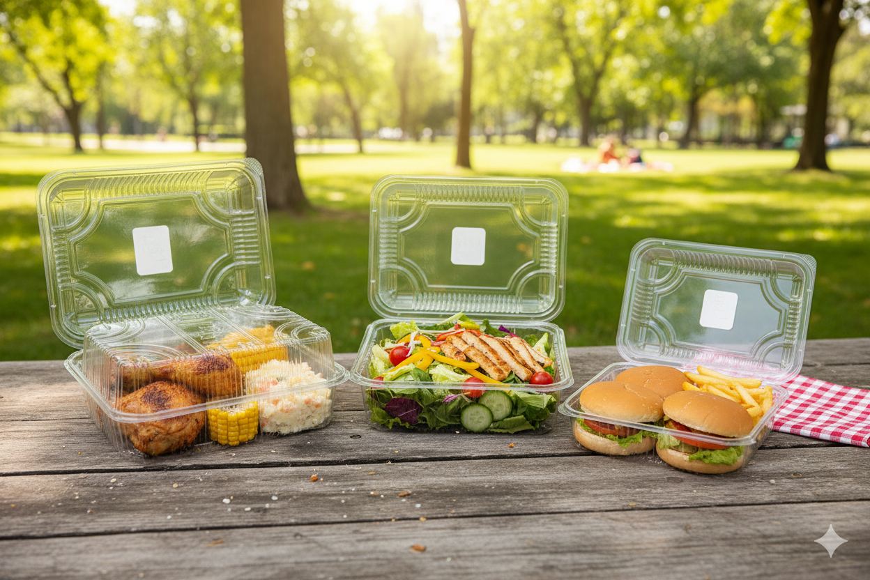 PET Clear Rectangle Hinged Containers (CO1, CO2, CO3)