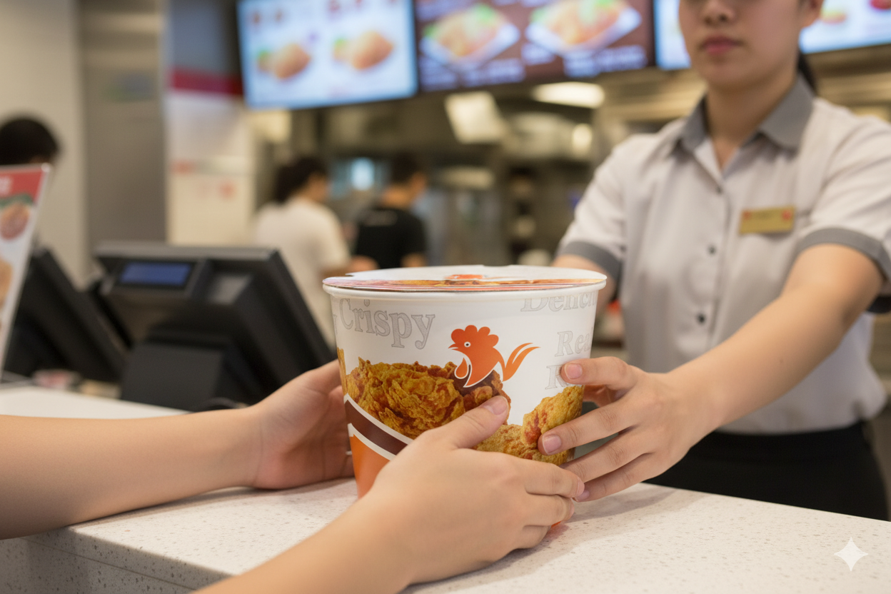 Generic Design Chicken Buckets & Paper Lids - سطل دجاج مع غطاء كرتون مطبوع طبعة عامة 