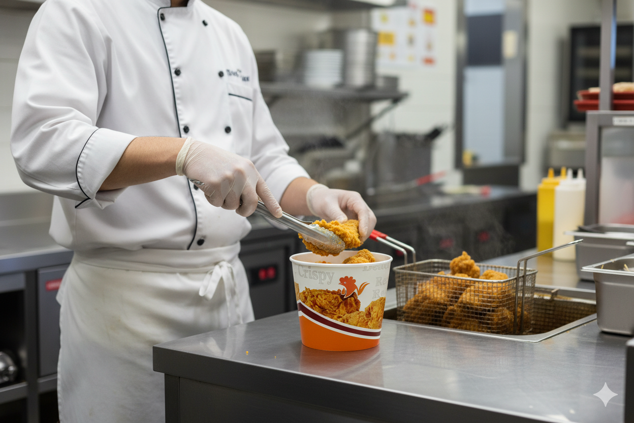 Generic Design Chicken Buckets & Paper Lids - سطل دجاج مع غطاء كرتون مطبوع طبعة عامة 
