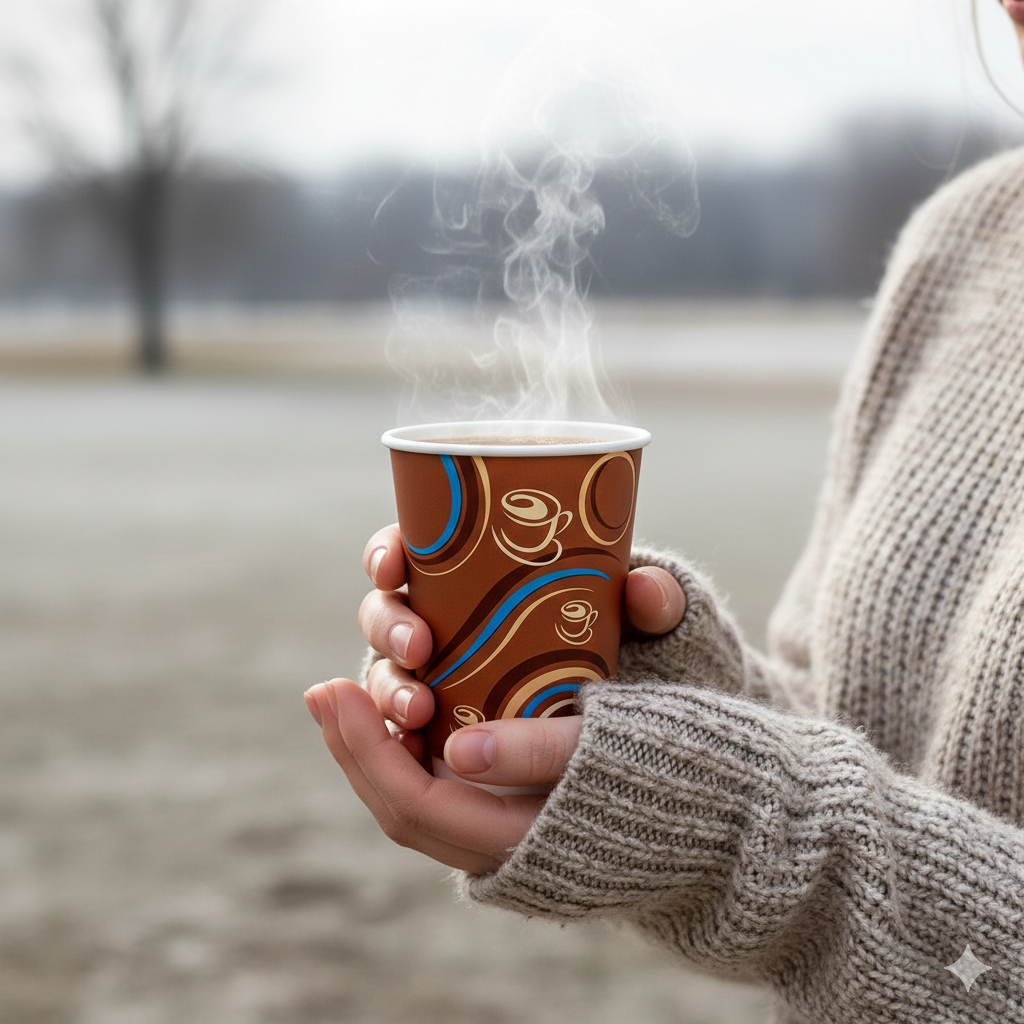Generic Design Double Wall Paper Cups 12oz - كاسات ورقية دبل طبعة عامة 12 اونص
