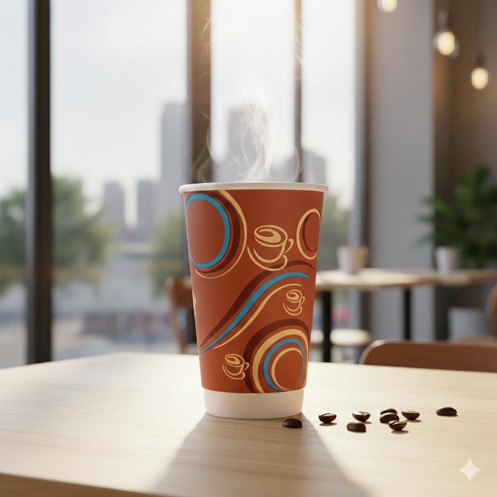 Generic Design Double Wall Paper Cups 16oz - كاسات ورقية دبل طبعة عامة 16 اونص