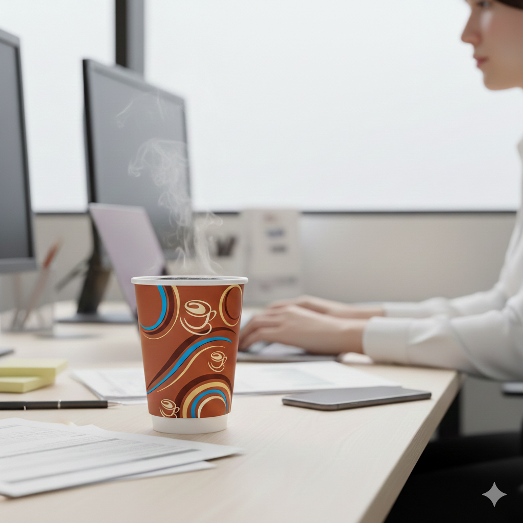 Generic Design Double Wall Paper Cups 8oz - كاسات ورقية دبل طبعة عامة 8