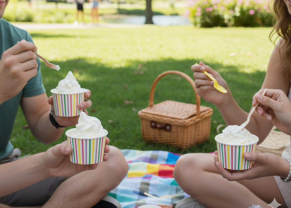 Generic Design Ice Cream Cups - علب ايس كريم ورقية طبعة عامة