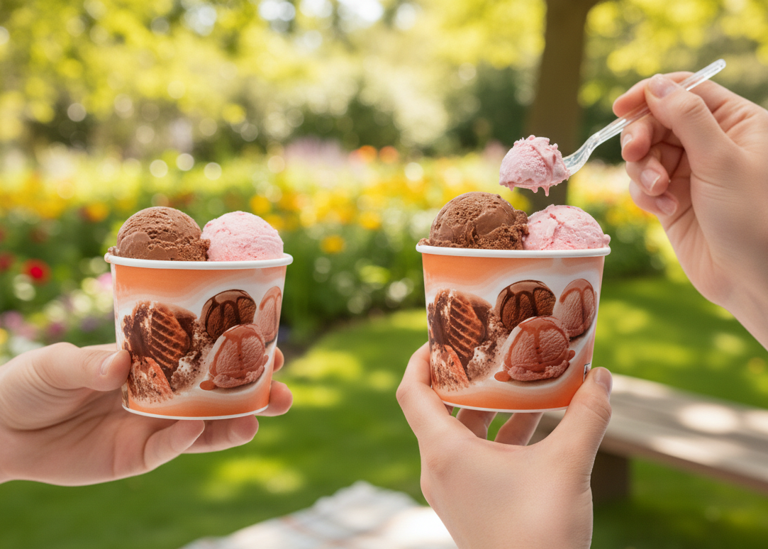 Generic Design Ice Cream Cups - علب ايس كريم ورقية طبعة عامة
