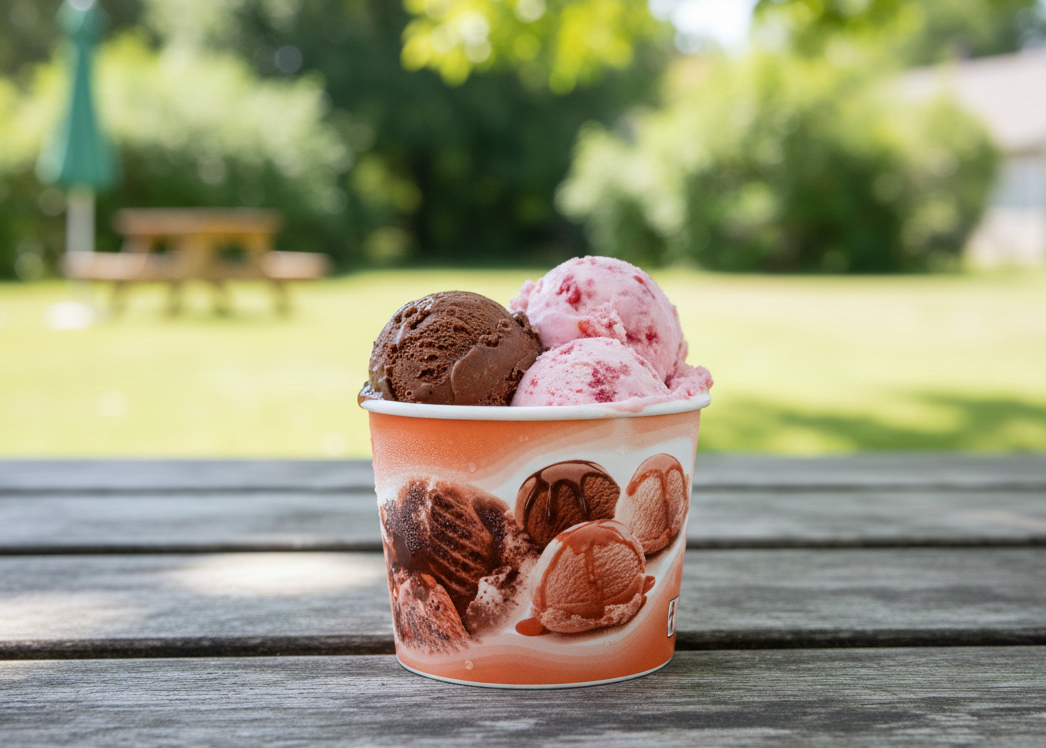 Generic Design Ice Cream Cups - علب ايس كريم ورقية طبعة عامة