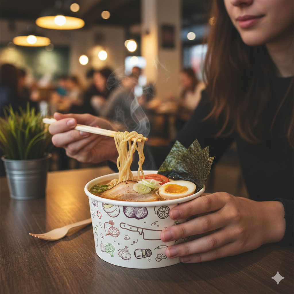 Generic Design Paper Bowls  14 oz - علب كرتون دائري مطبوع طبعة عامة سعة 14 اونص - 1 