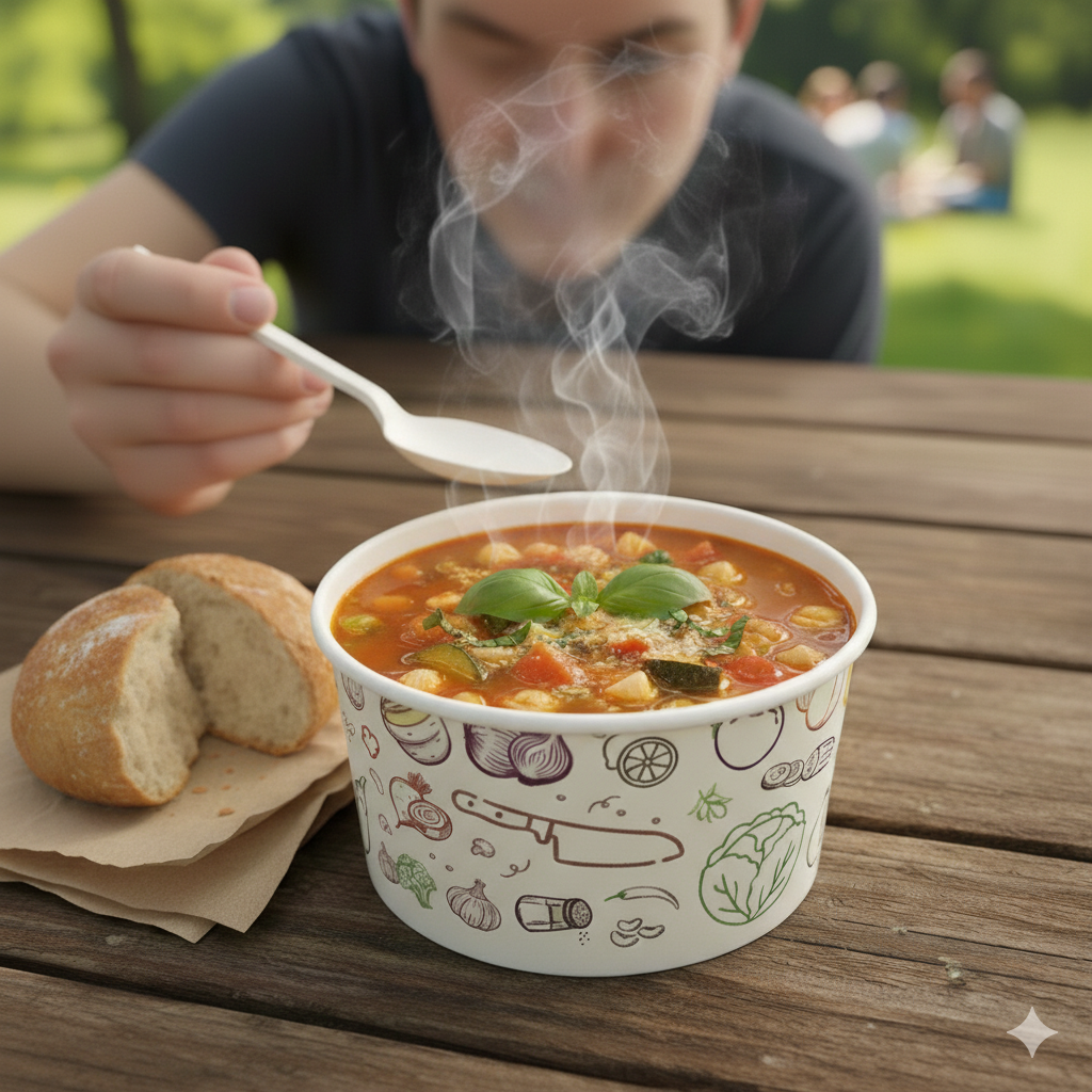 Generic Design Paper Bowls  14 oz - علب كرتون دائري مطبوع طبعة عامة سعة 14 اونص - 2 