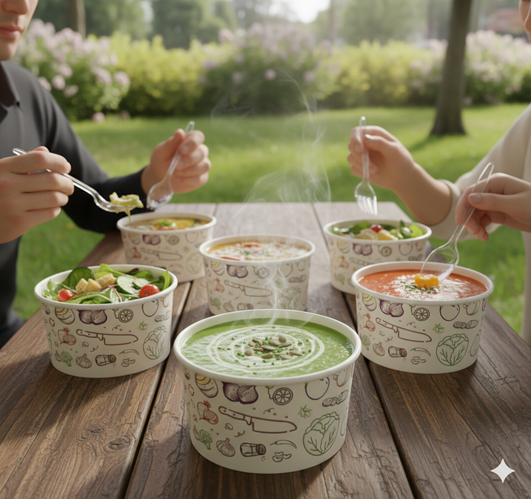 Generic Design Paper Bowls  14 oz - علب كرتون دائري مطبوع طبعة عامة سعة 14 اونص  - 3