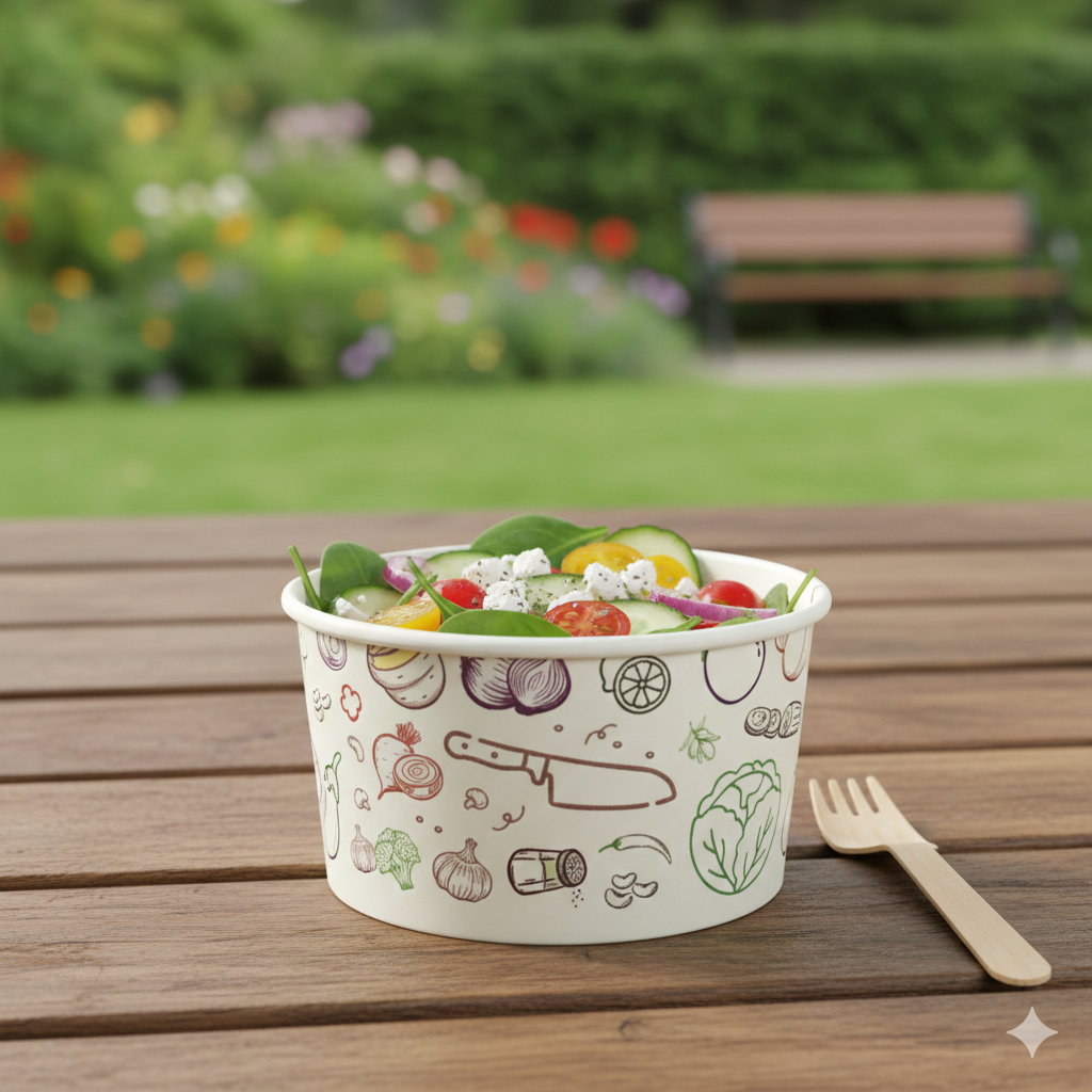 Generic Design Paper Bowls  14 oz - علب كرتون دائري مطبوع طبعة عامة سعة 14 اونص - 4