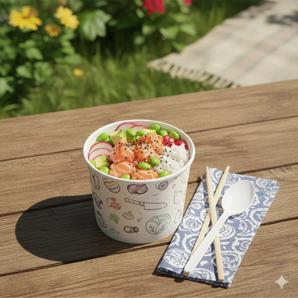 Generic Design Paper Bowls  16 oz - علب كرتون دائري مطبوع طبعة عامة سعة 16 اونص - 3 