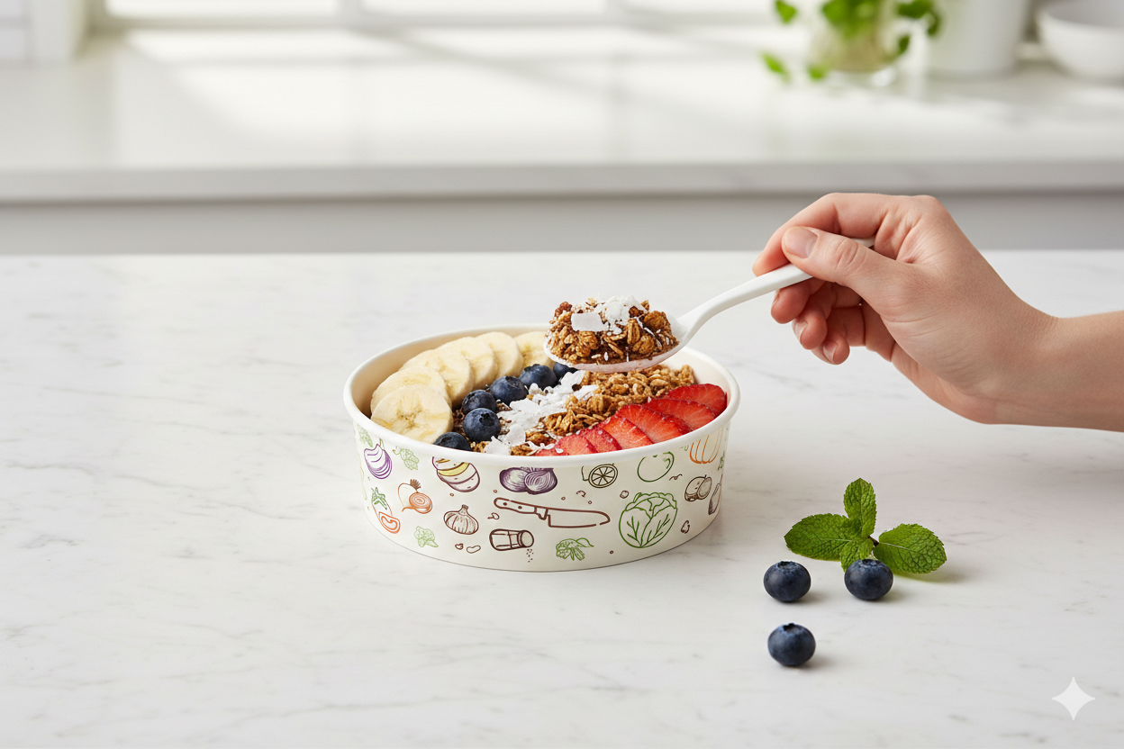 Generic Design Paper Bowls  20 oz - علب كرتون دائري مطبوع طبعة عامة سعة 20 اونص - 3 