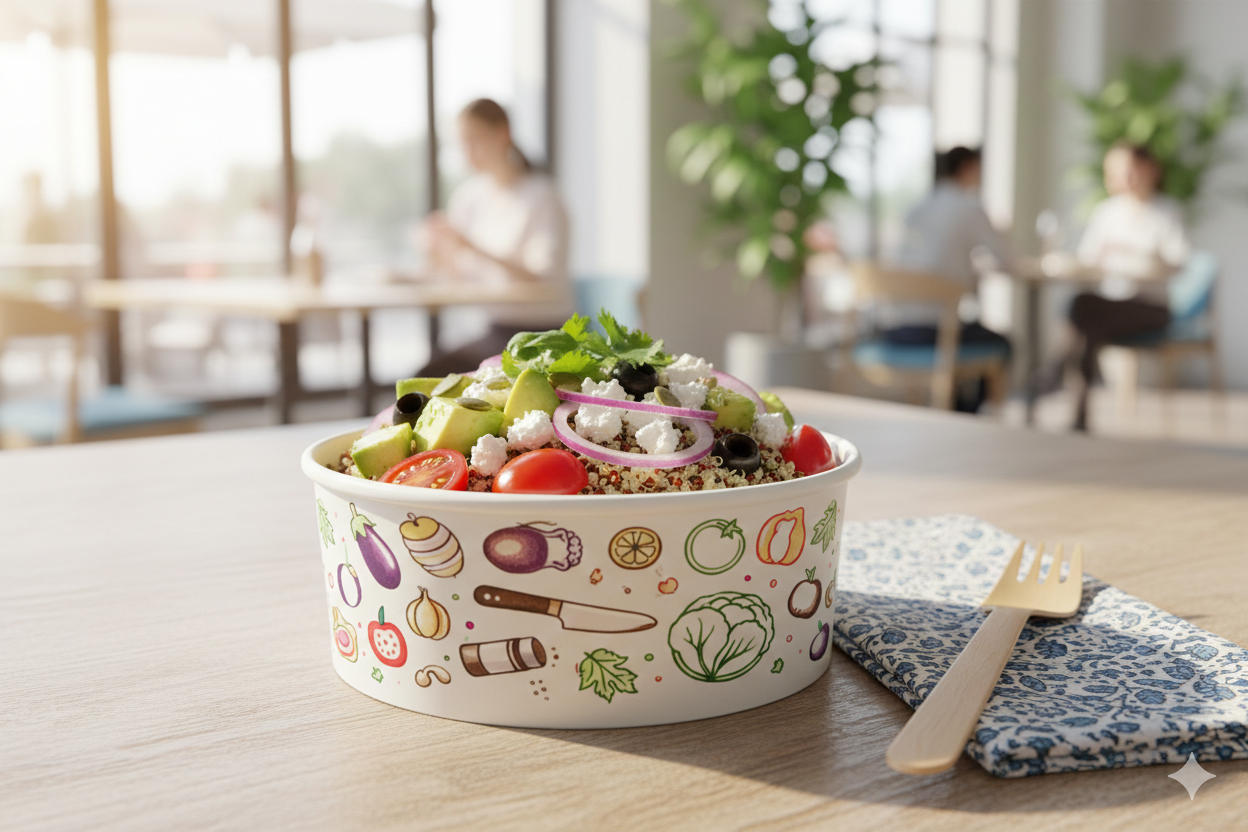 Generic Design Paper Bowls  24 oz - علب كرتون دائري مطبوع طبعة عامة سعة 24 اونص - 3 