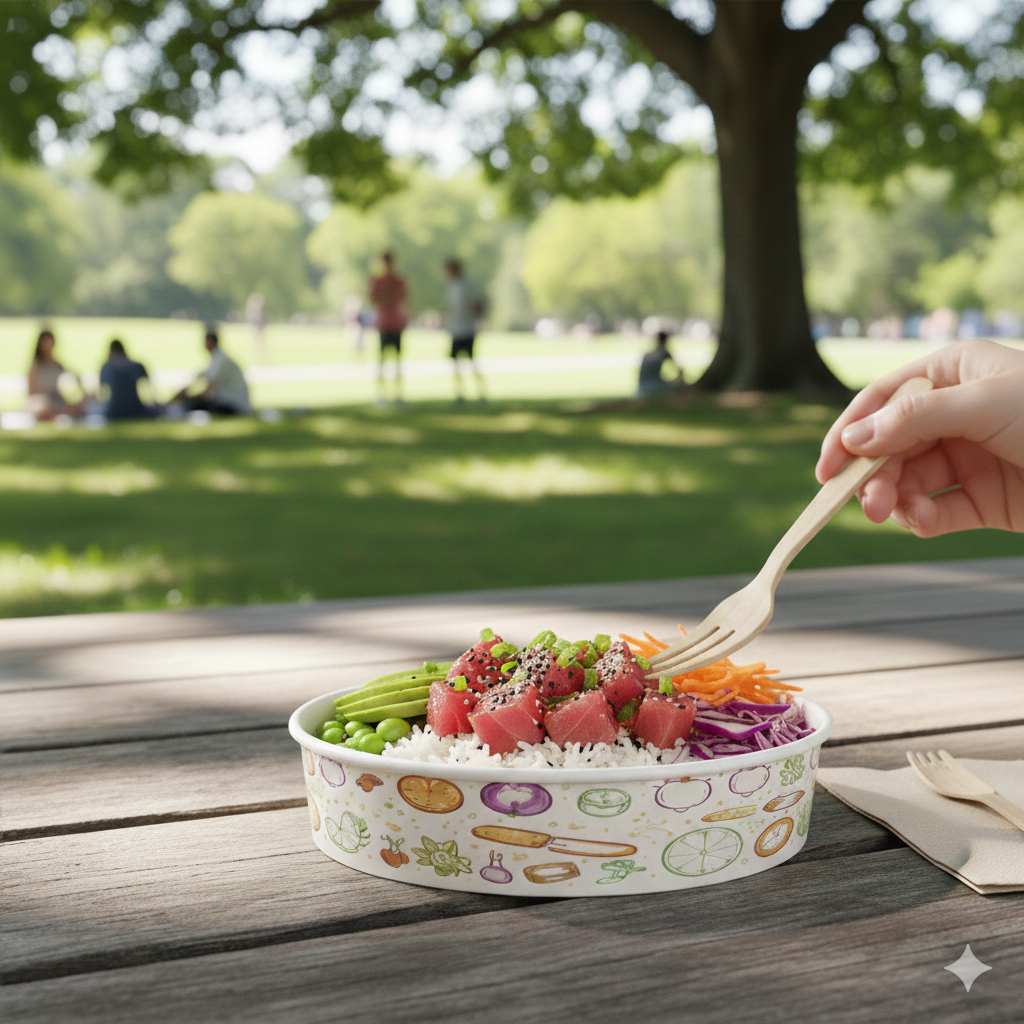 Generic Design Paper Bowls  24 oz Wide - علب كرتون دائري مطبوع طبعة عامة سعة 24 اونص  عريض - 1
