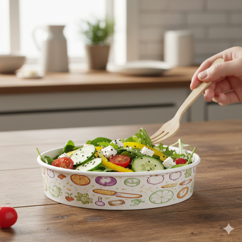 Generic Design Paper Bowls  24 oz Wide - علب كرتون دائري مطبوع طبعة عامة سعة 24 اونص  عريض - 2 