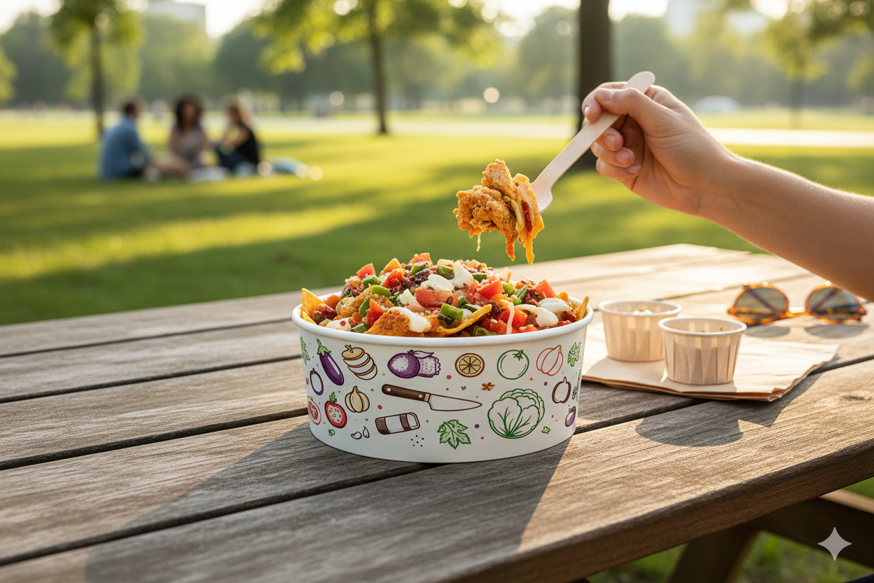 Generic Design Paper Bowls  40 oz - علب كرتون دائري مطبوع طبعة عامة سعة 40 اونص - 2 
