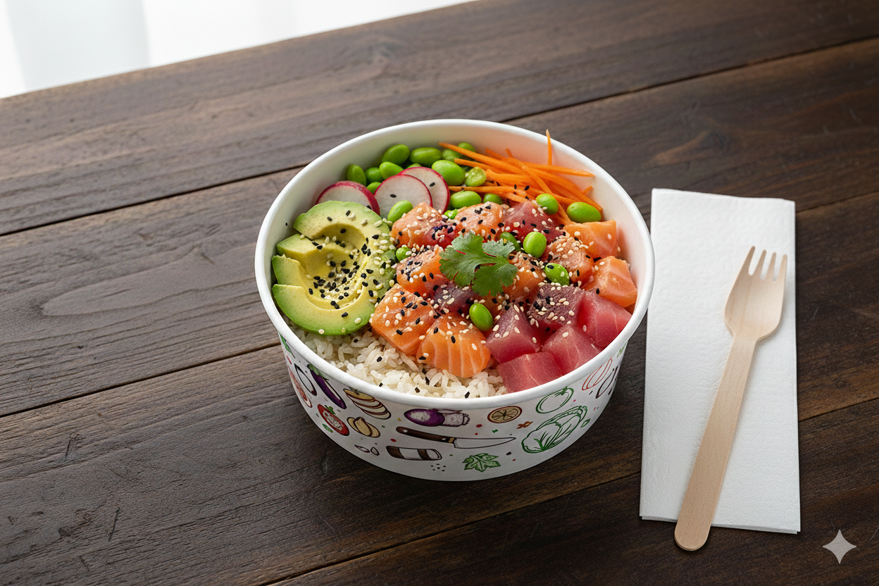 Generic Design Paper Bowls  40 oz - علب كرتون دائري مطبوع طبعة عامة سعة 40 اونص - 3 