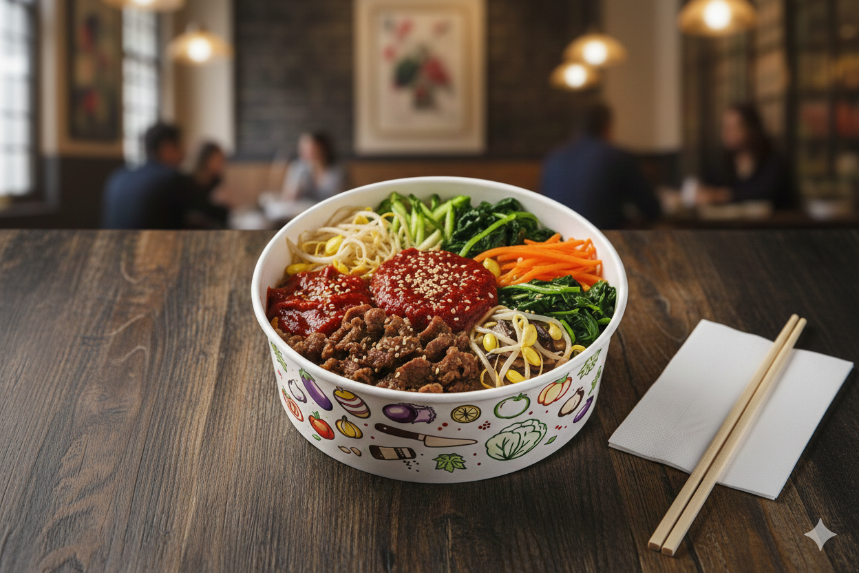 Generic Design Paper Bowls  45 oz - علب كرتون دائري مطبوع طبعة عامة سعة 45 اونص - 3 
