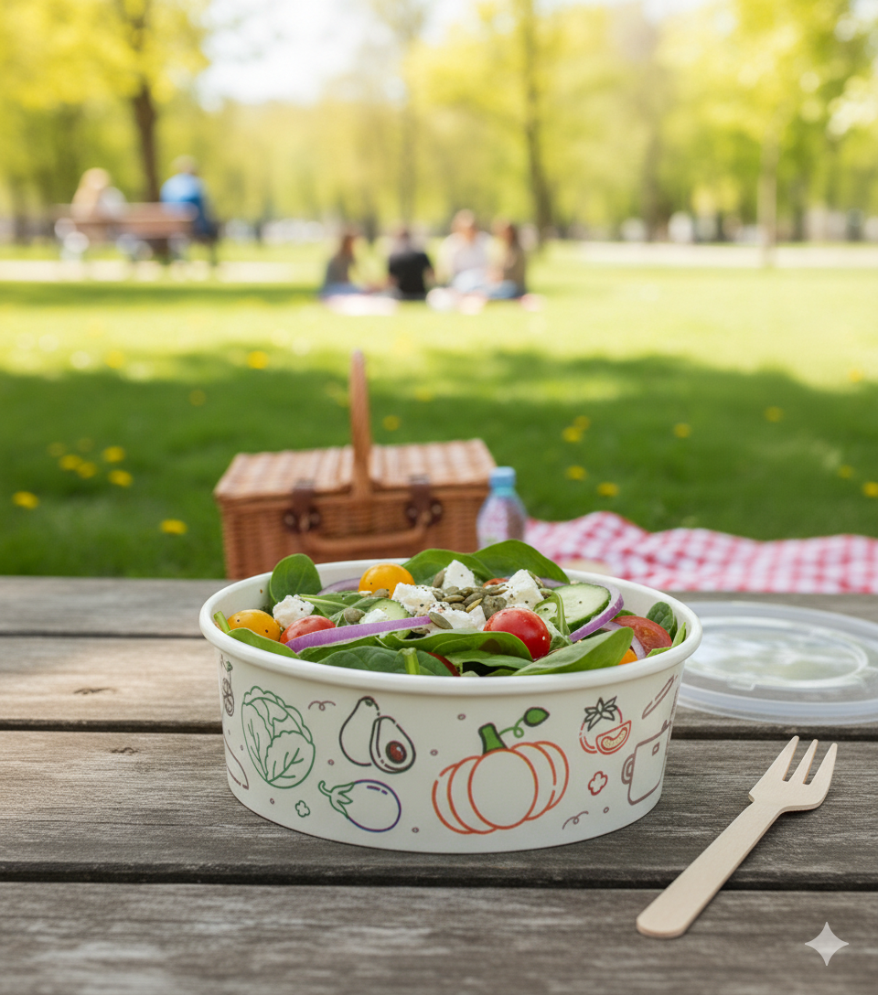 Generic Design Paper Bowls  8 oz - علب كرتون دائري مطبوع طبعة عامة سعة 8 اونص - 2 