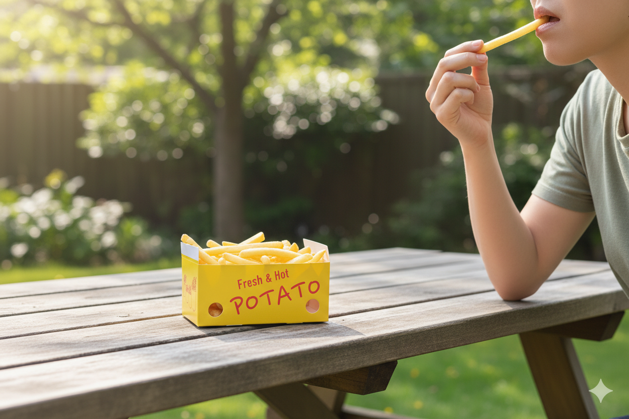 Generic Design Rectangle Paper French Fries Containers (Small) - بوكس بطاطا طبعة عامة - صغير 