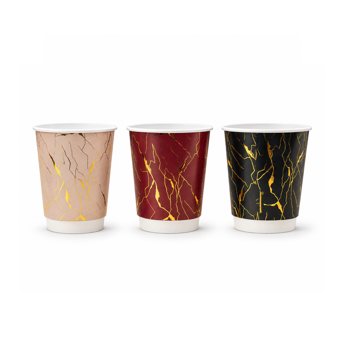 Paper Cups 8 Oz Double Wall with Gold Print