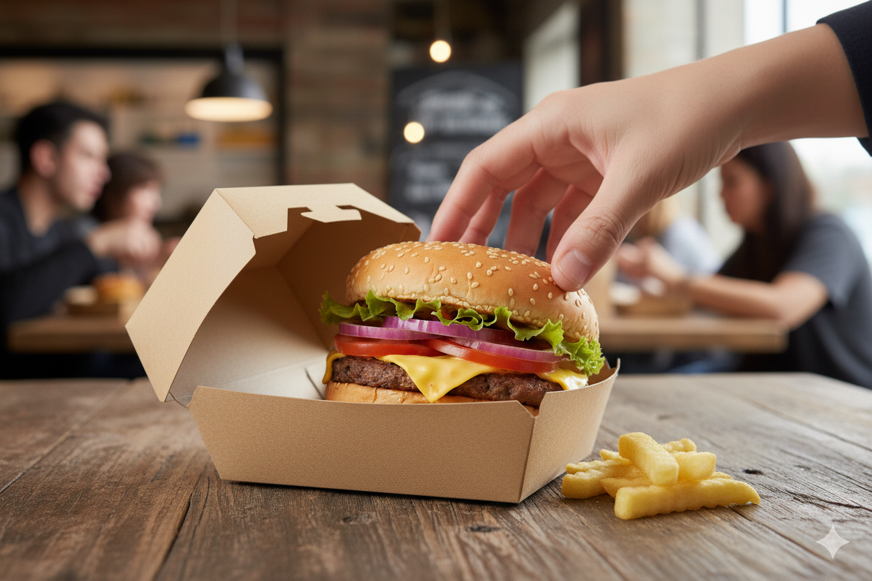 Kraft Burger Clam Shell Containers Medium - علب كرتون برغر كرافت وسط - 4 
