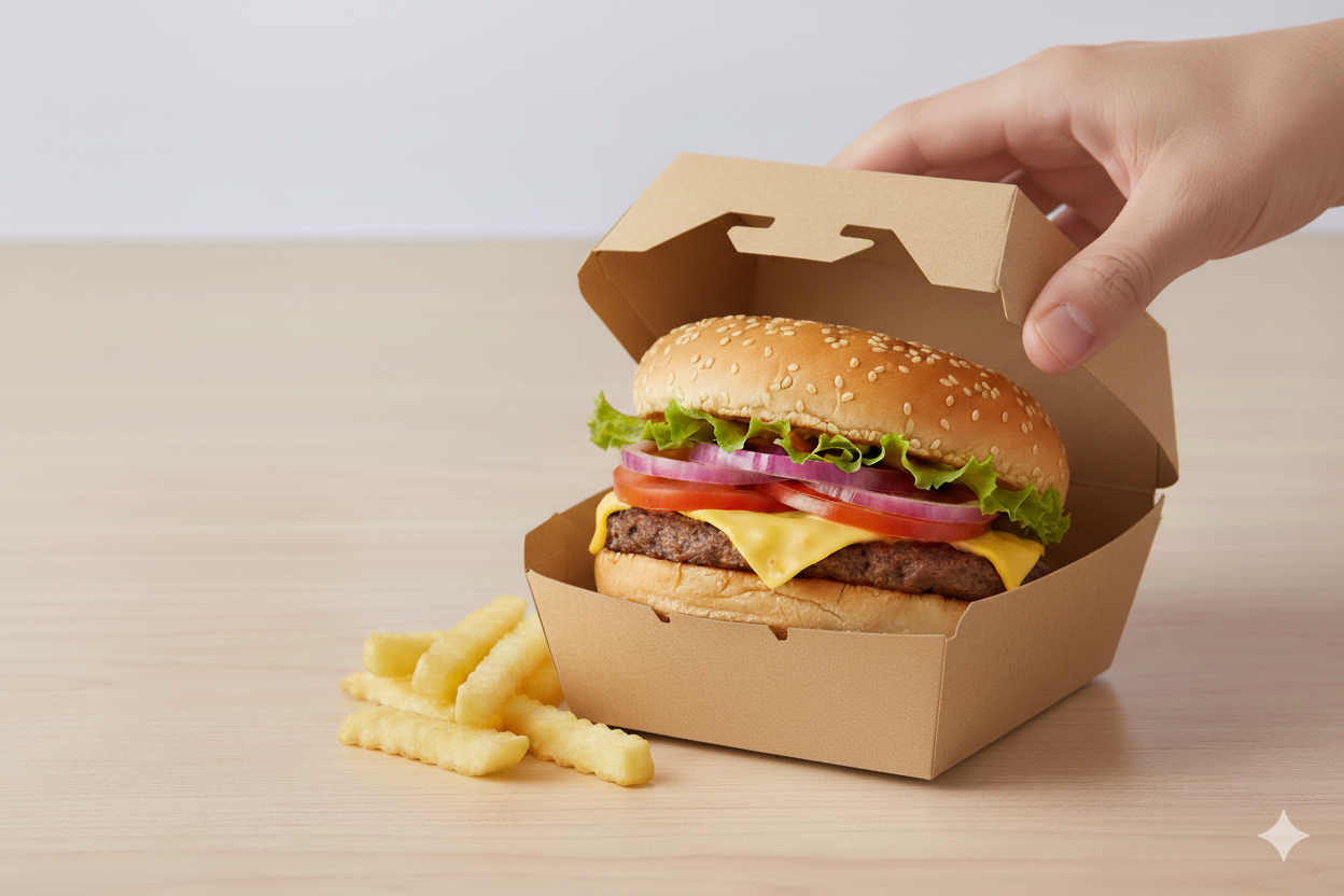 Kraft Burger Clam Shell Containers Medium - علب كرتون برغر كرافت وسط - 2