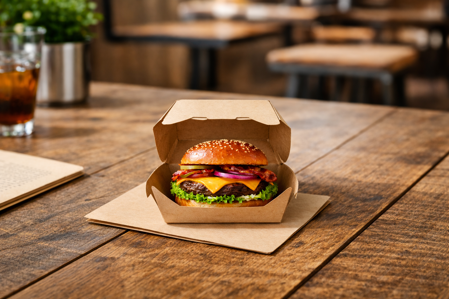 Kraft Burger Clam Shell Containers (S,M,L)