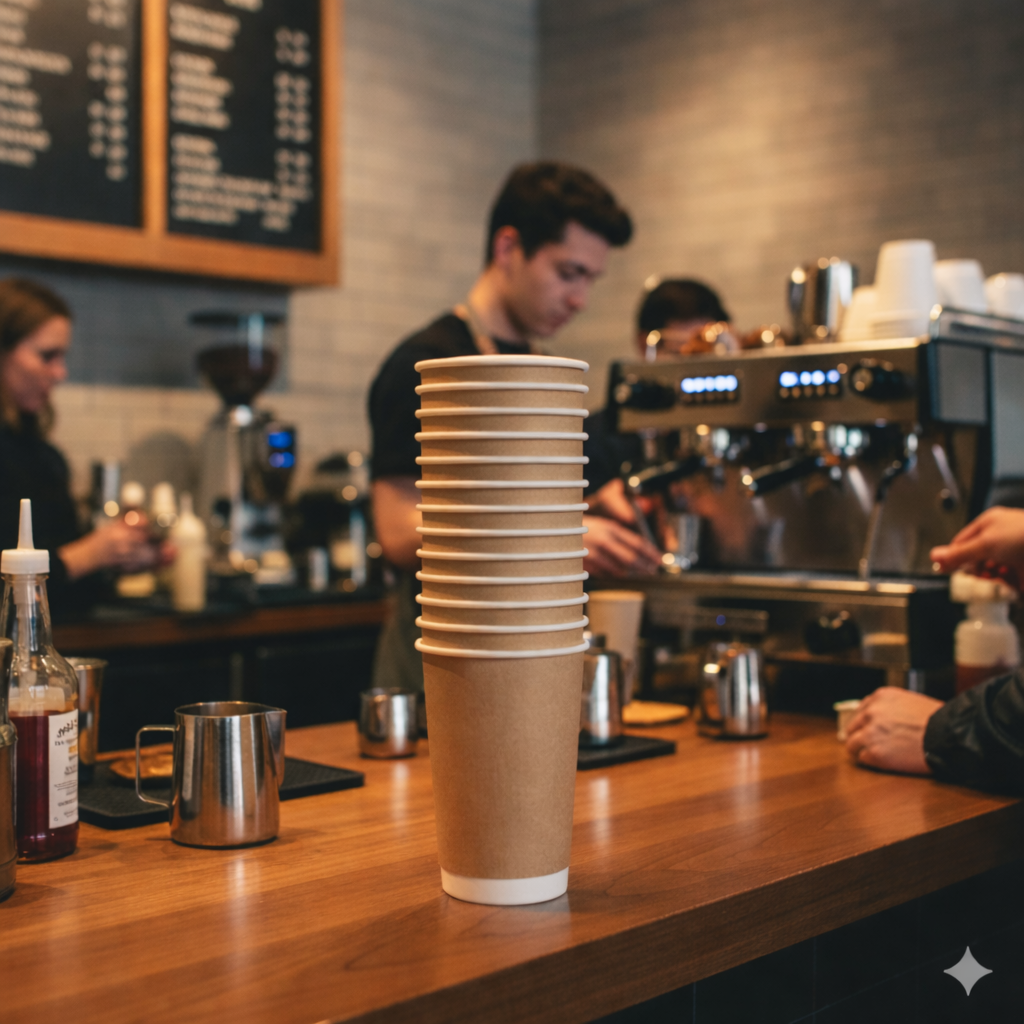 Kraft Double Wall Paper Cups 16oz - كاسات ورقية دبل كرافت 16 اونص