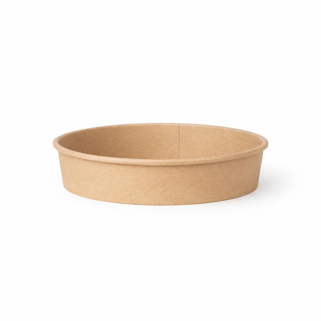 Kraft Paper Bowls 24oz wide - علب  كرتون دائري 24 اونص كرافت عريض