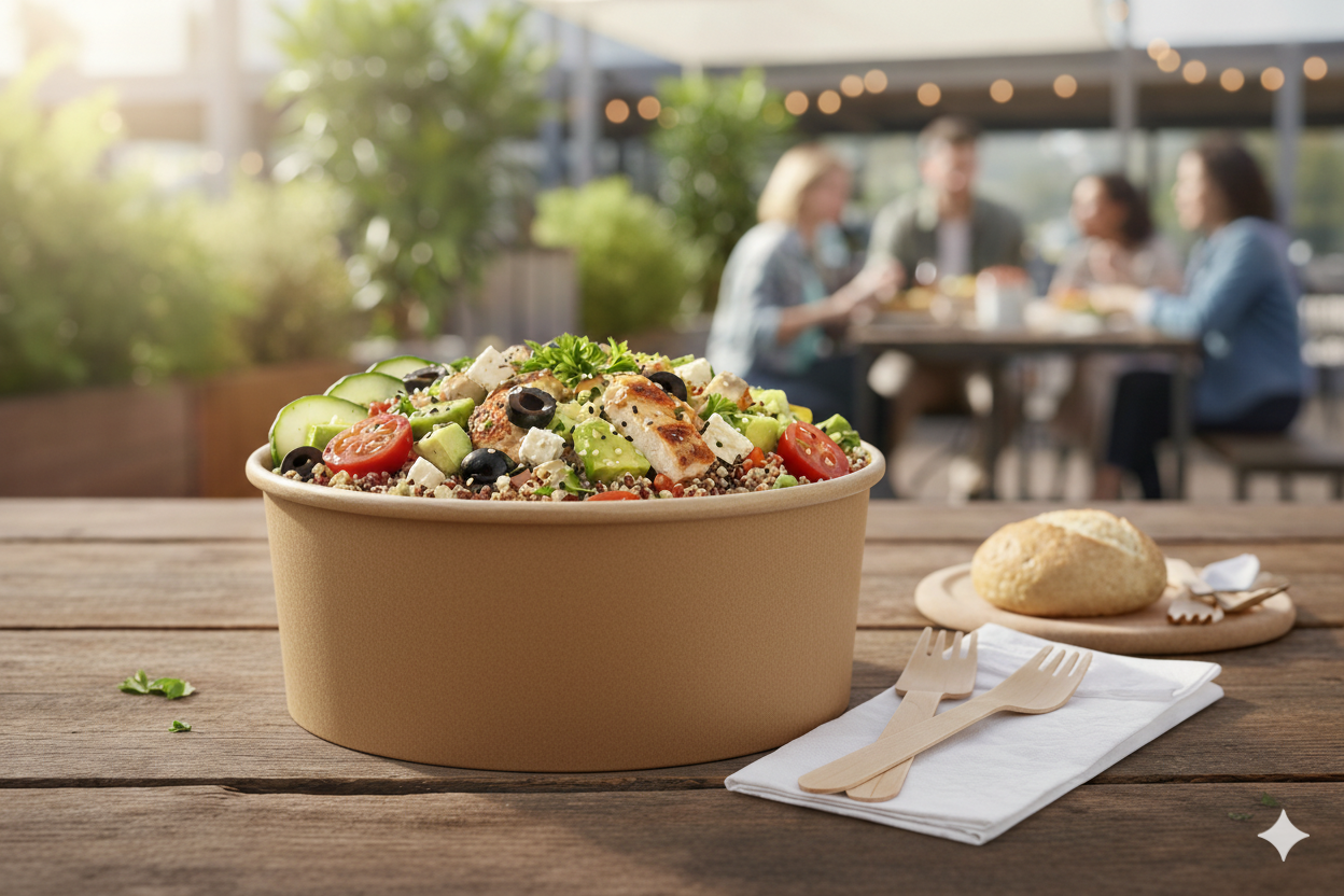 Kraft Paper Bowls 40oz - علب  كرتون دائري 40 اونص كرافت 