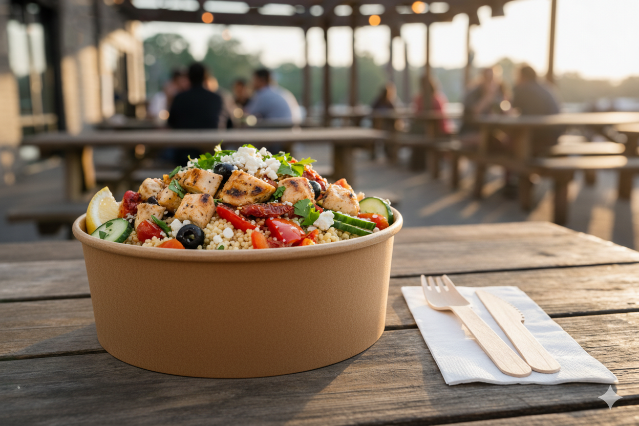 Kraft Paper Bowls 45oz - علب  كرتون دائري 45 اونص كرافت 