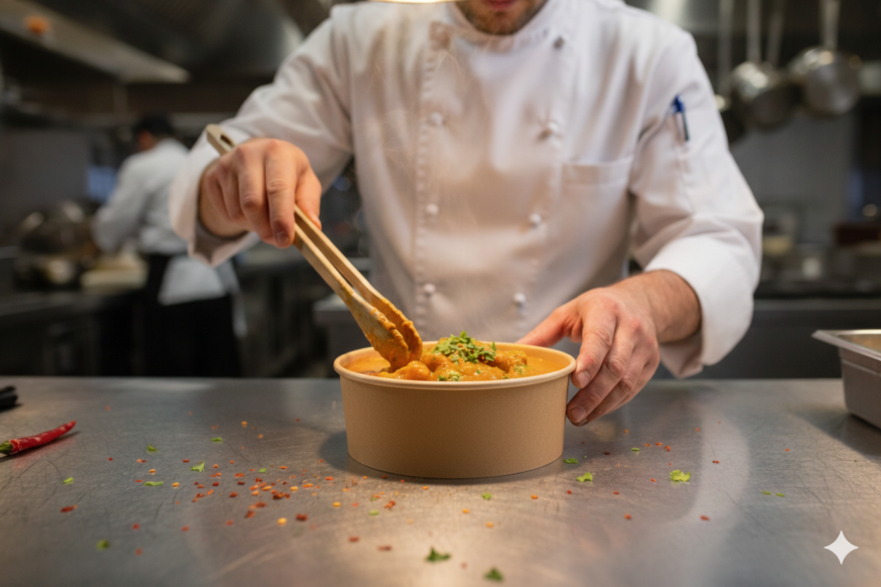 Kraft Paper Bowls 45oz - علب  كرتون دائري 45 اونص كرافت 