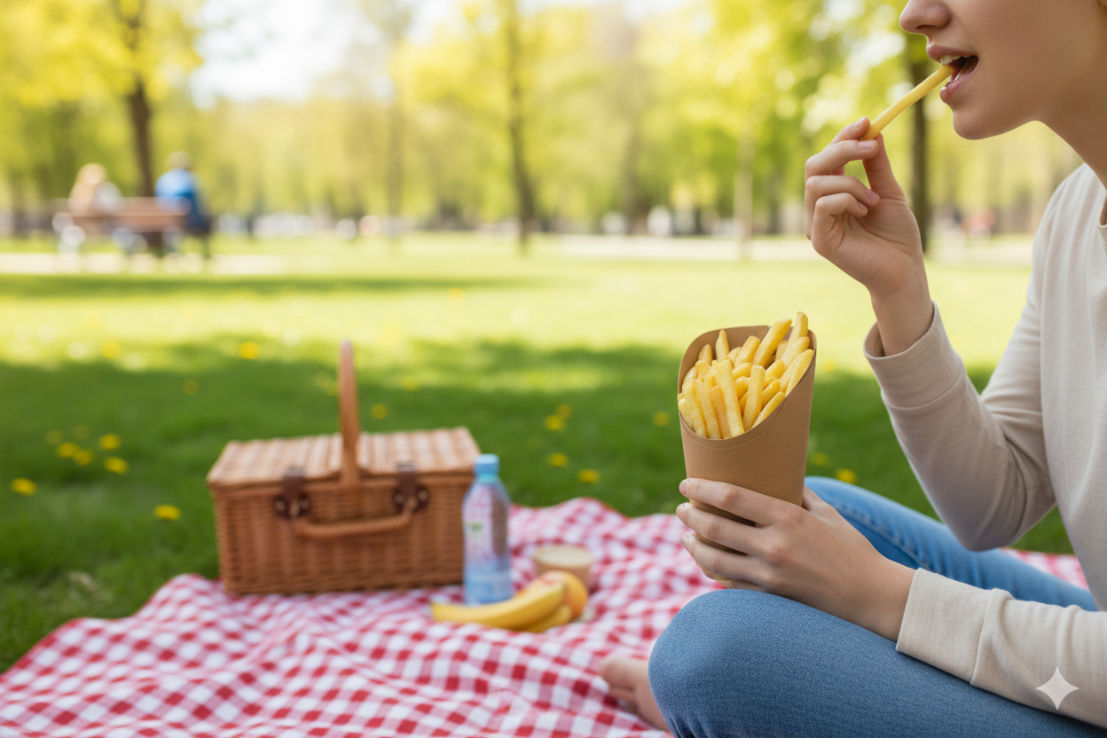 Kraft Paper French Fries Cups 12oz - علب كرتون بطاطا اسطواني بني 12 اونص