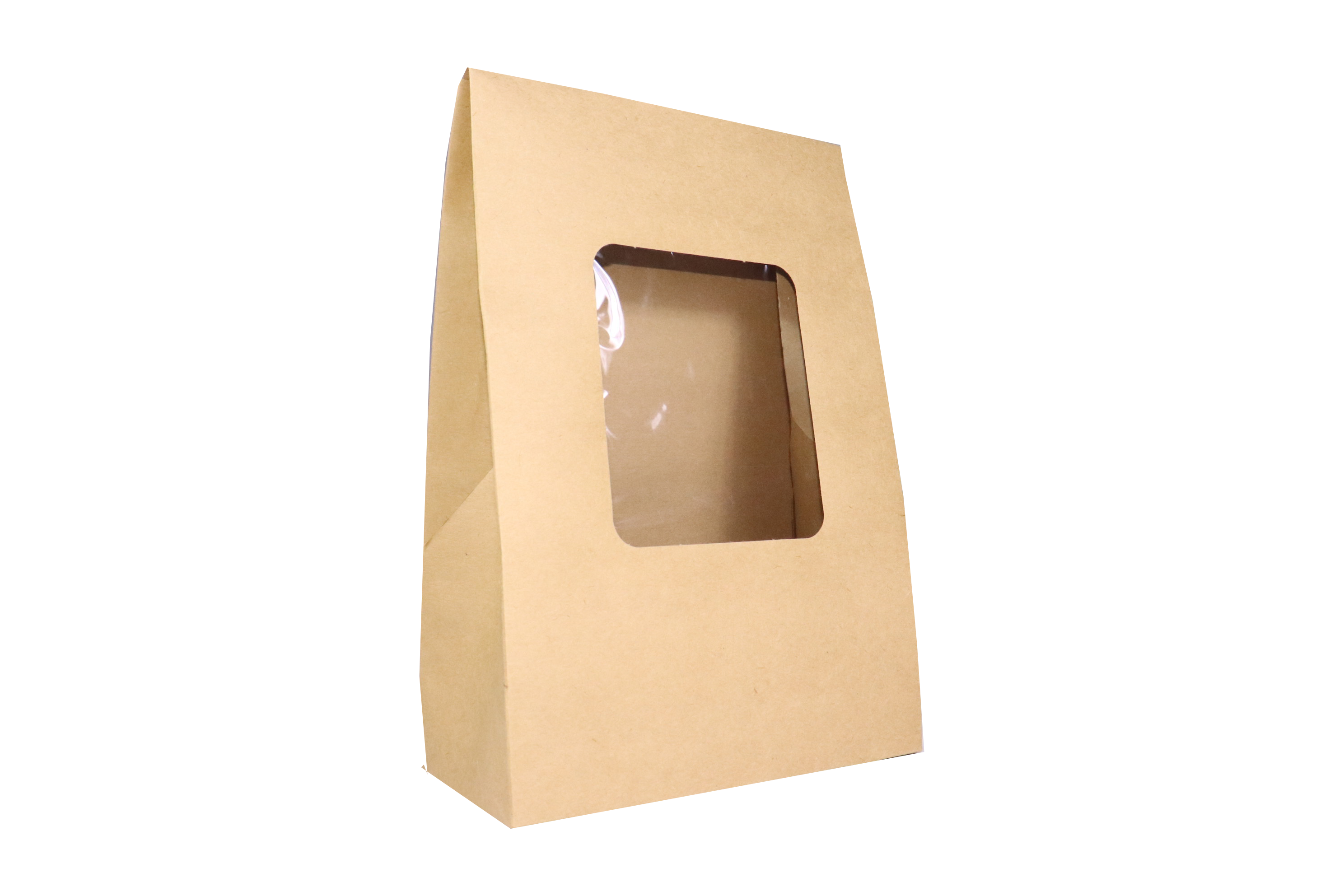 Kraft Paper Pouches with Window (1000g) - كيس كرتون بني سادة مع شباك   1000 غم