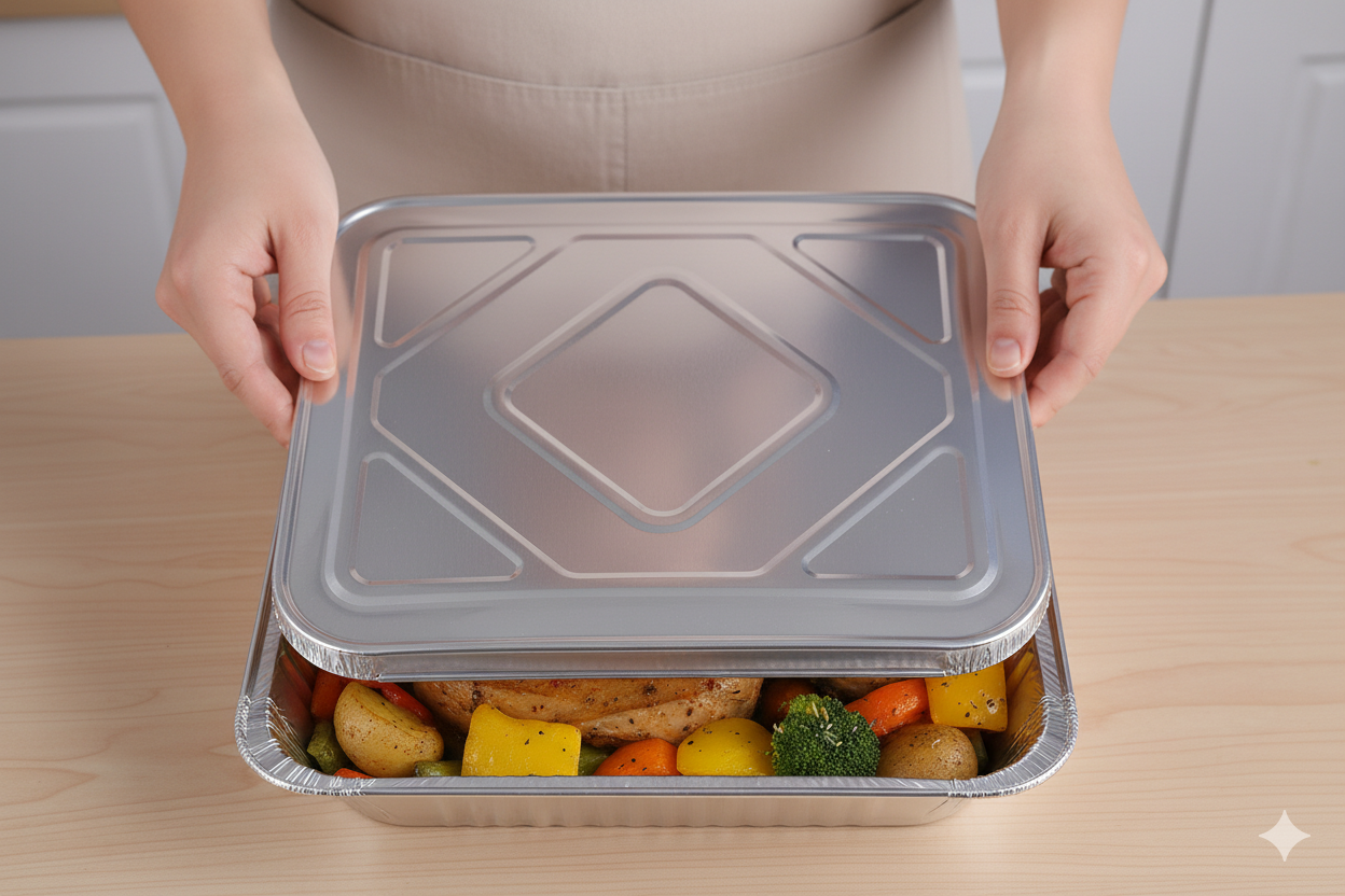 Lids for Aluminum Half Pan Containers - غطاء ل أوعية المنيوم حجم وسط - 1 