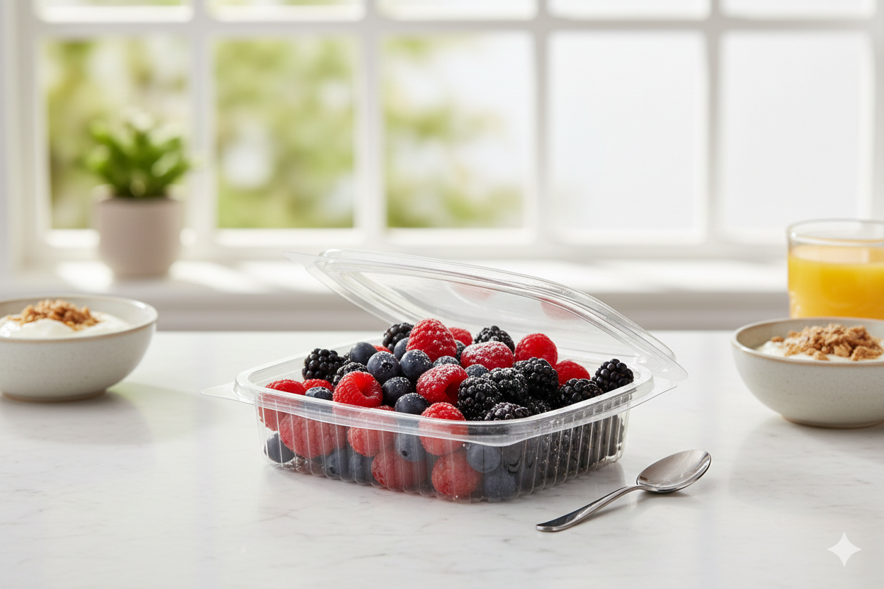 علب بلاستيك PET مستطيلة شفافة مع غطاء متصل  ARZ 916
PET Plastic Rectangle Hinged Containers ARZ 916
