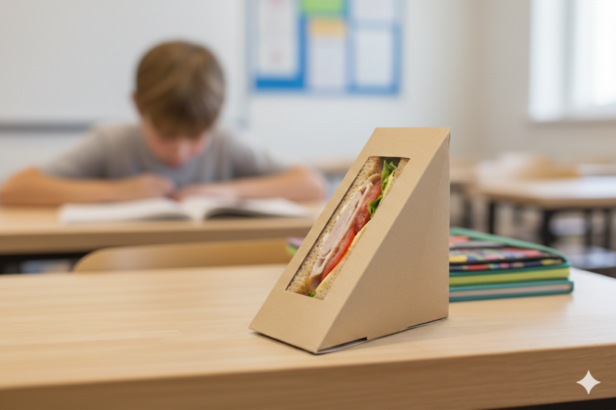 Paper Club Sandwich Containers with Window - علب كرتون كلوب ساندويش بني مع شباك - 3 