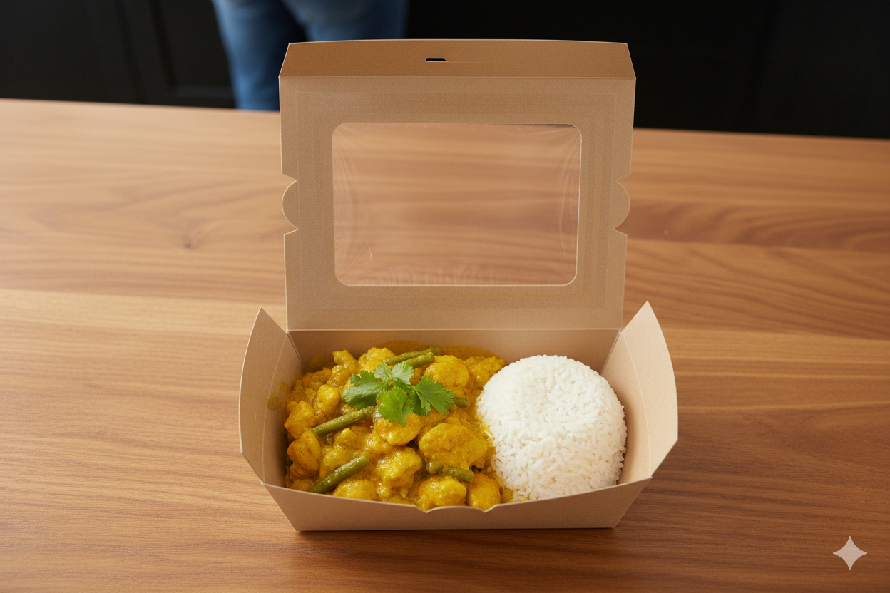 Paper Salad Containers with Window Medium - علب كرتون مع شباك مستطيل بني وسط - 5