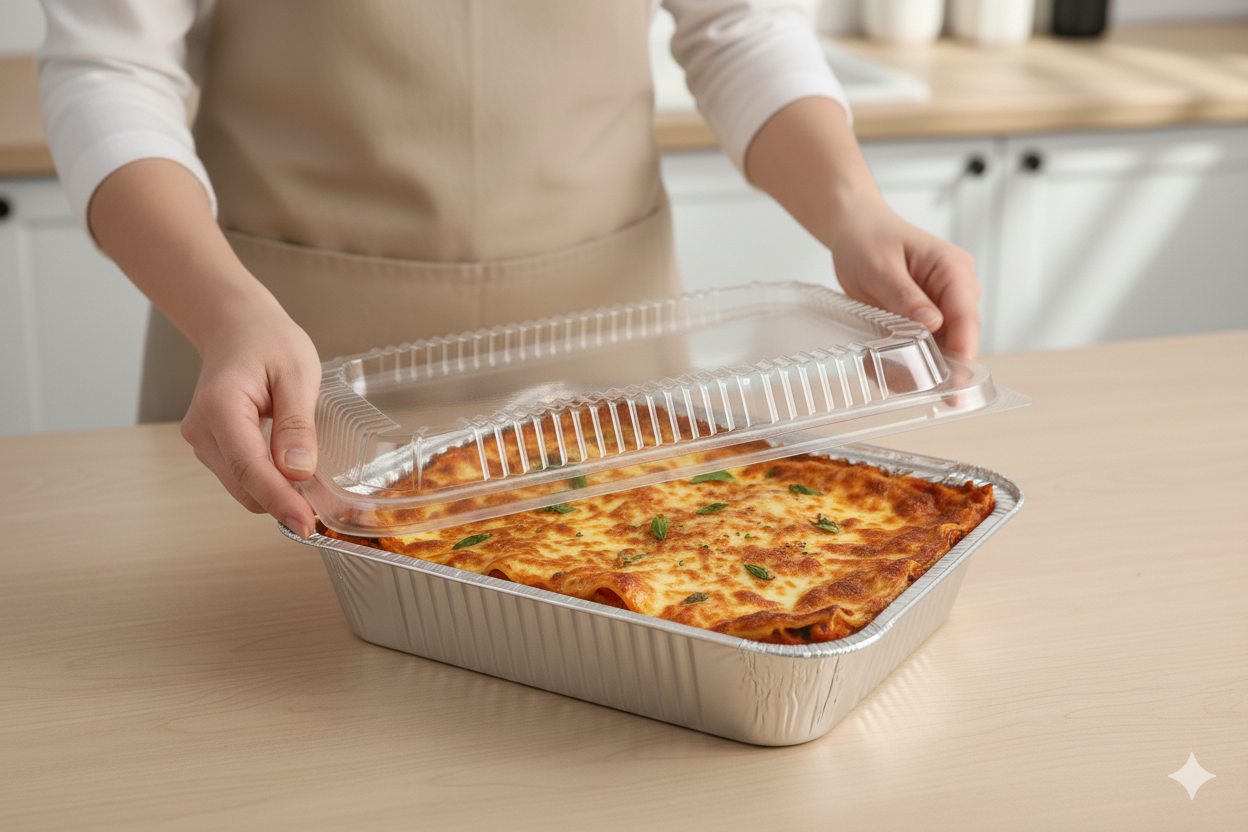Plastic Lids for Aluminum Half Pan Containers - غطاء بلاستيك PS ل اوعية المنيوم حجم وسط  - 2