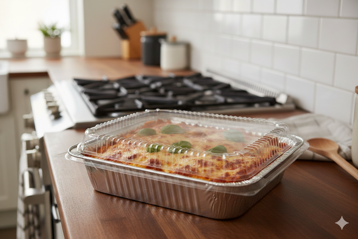 Plastic Lids for Aluminum Half Pan Containers - غطاء بلاستيك PS ل اوعية المنيوم حجم وسط  - 3 
