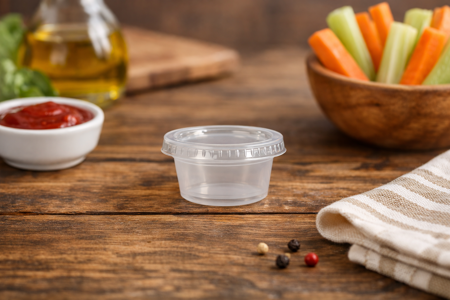 علب صوص شفاف (PET) سعة 3.25 أونص
Plastic PET Sauce Containers 3.25 oz