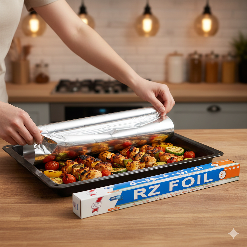لفائف رقائق الألومنيوم للاستخدام المنزلي 45 سم × 3 م