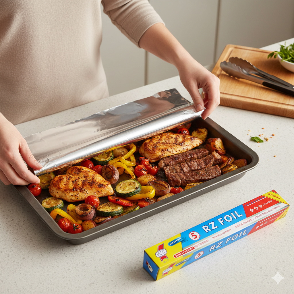 لفائف رقائق الألومنيوم للاستخدام المنزلي 30 سم × 5 م
