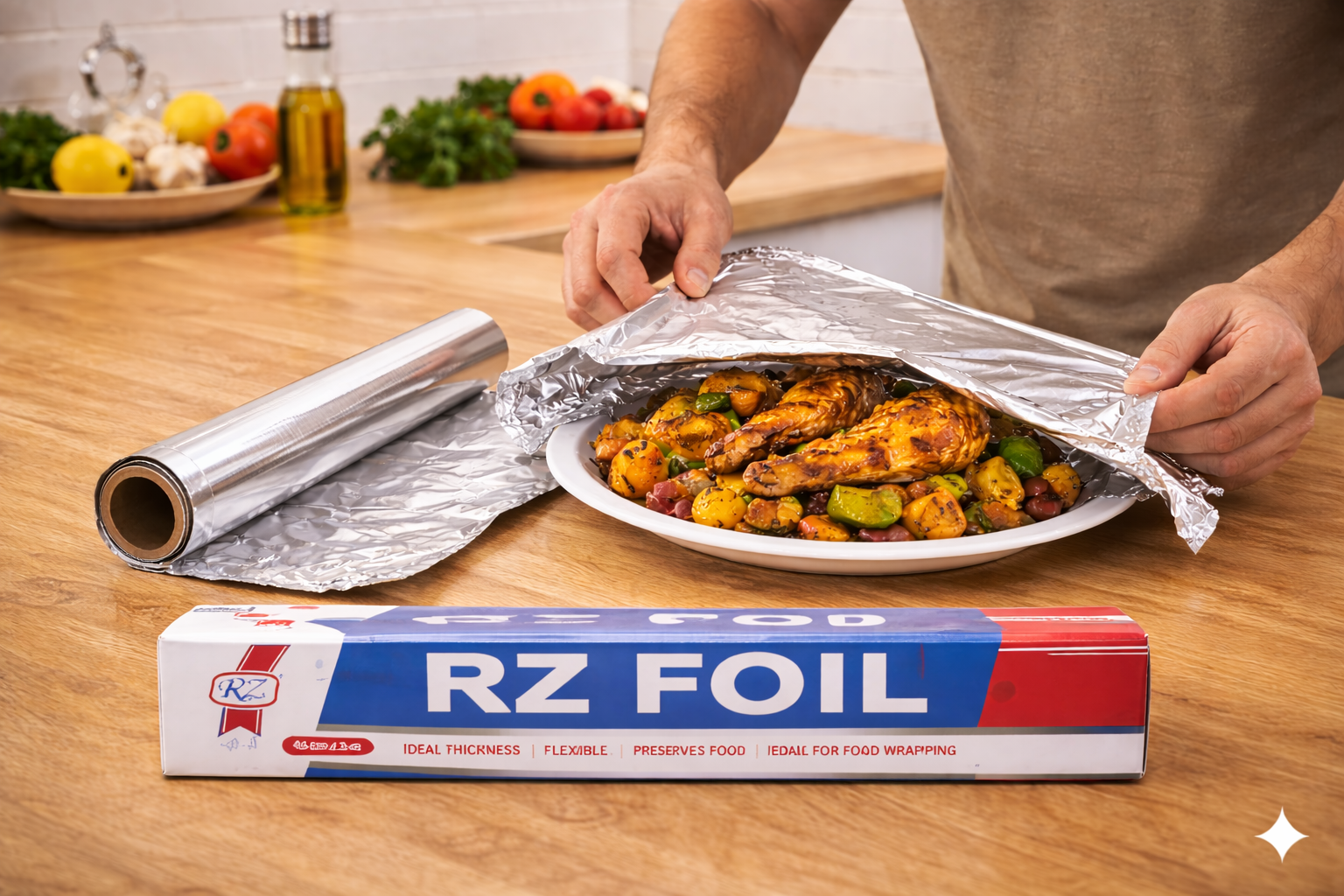 لفائف رقائق الألومنيوم للاستخدام المنزلي 45 سم × 5 م