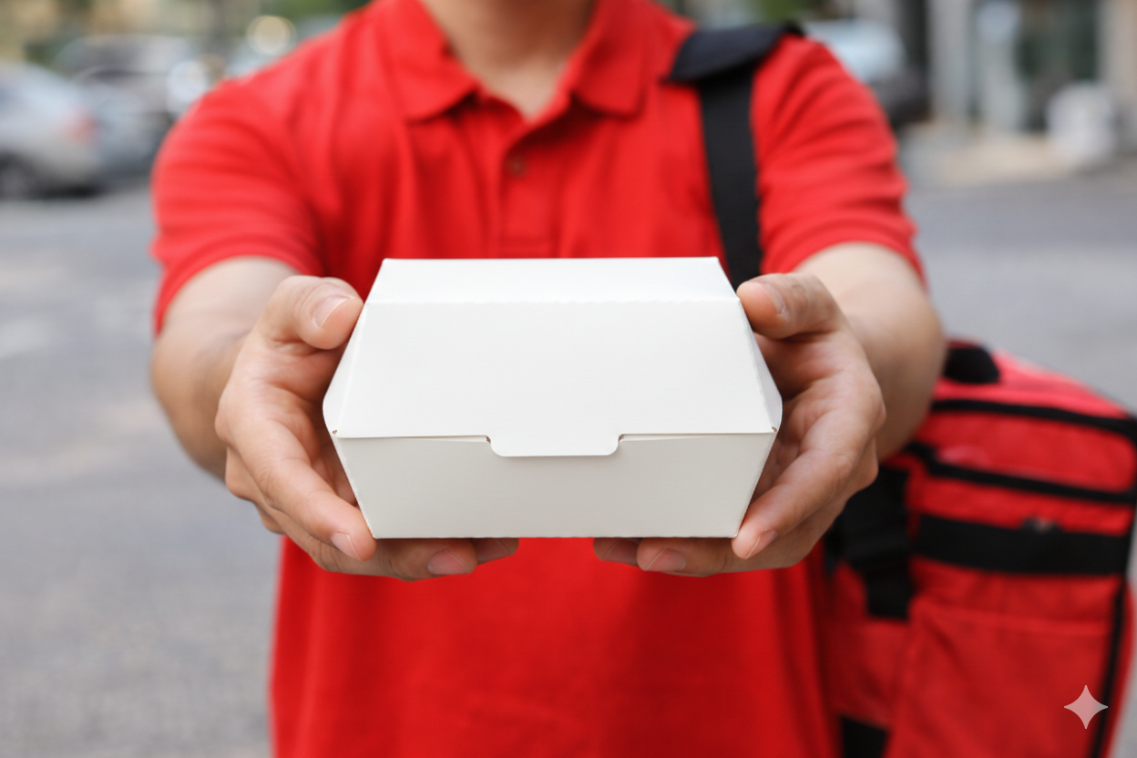 علب برجر بيضاء على شكل صدفة المحار (صغير، متوسط، كبير)