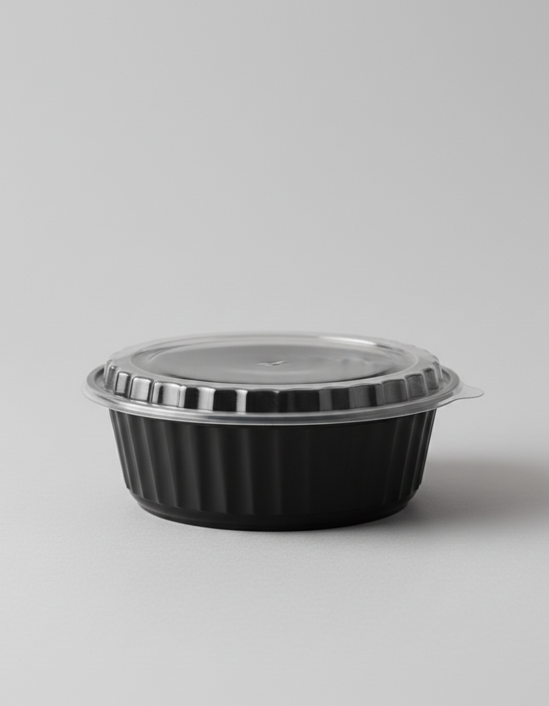 Black PP Round Microwavable Containers with Lids 32oz
علب بلاستيك مايكرويف دائرية سوداء مع أغطية 