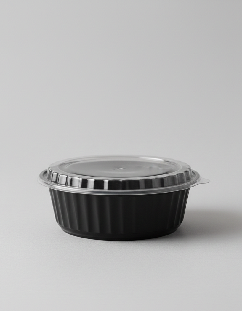 Black PP Round Microwavable Containers with Lids 40oz
علب بلاستيك مايكرويف دائرية سوداء مع أغطية 