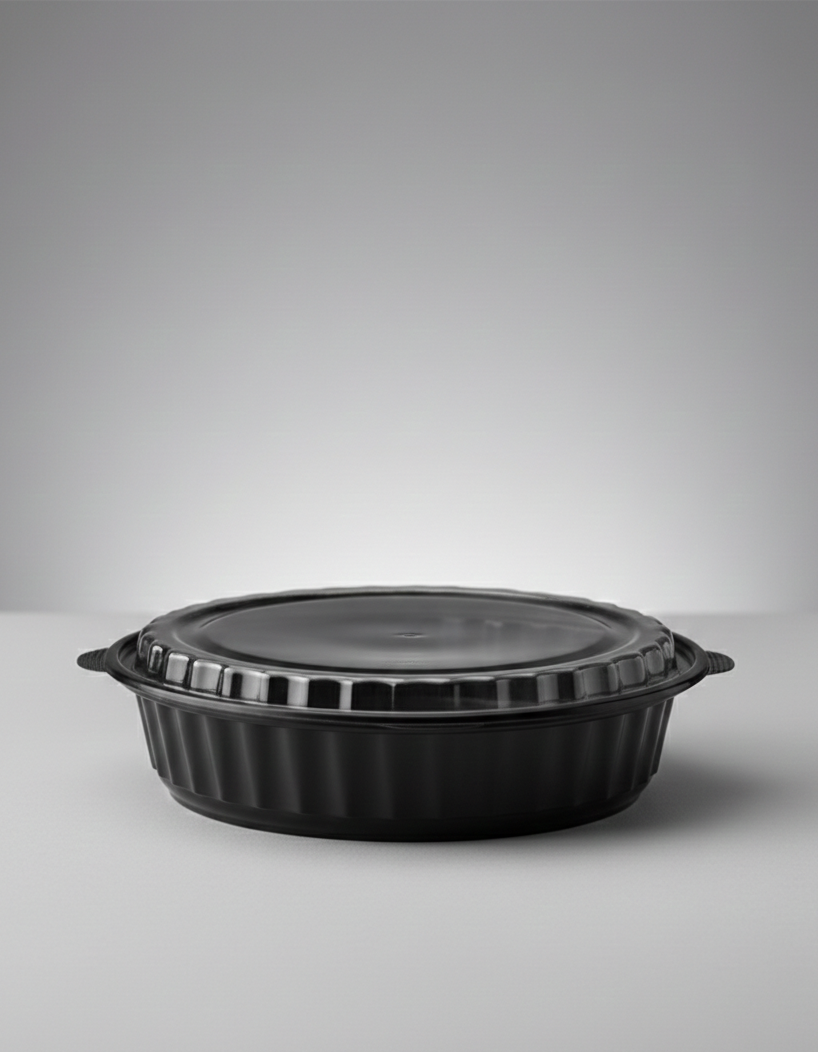 Black PP Round Microwavable Containers with Lids 16/24/32/40/48/64oz