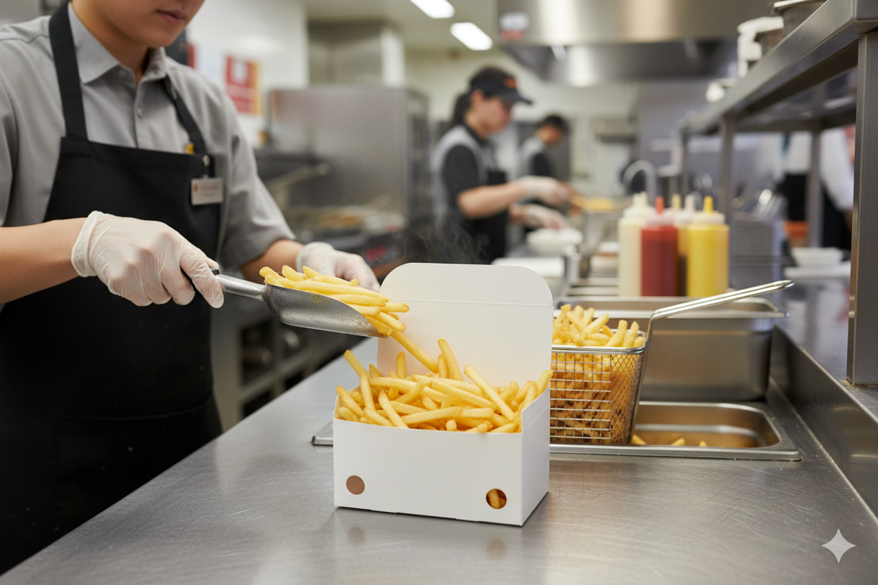 White Rectangle Paper French Fries Containers (Small)