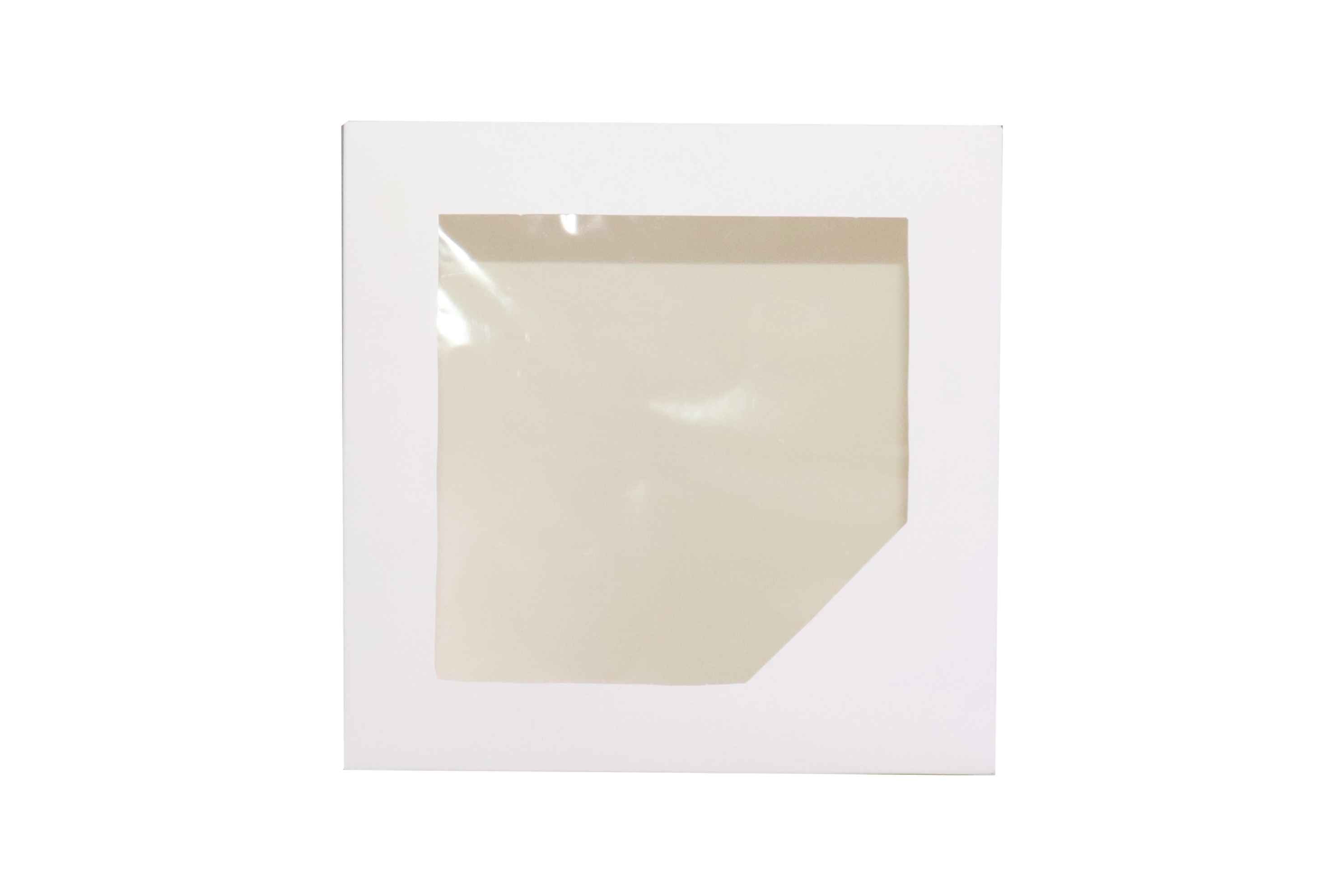 علب كيك ورقية بيضاء مزودة بنوافذ (5 أحجام)